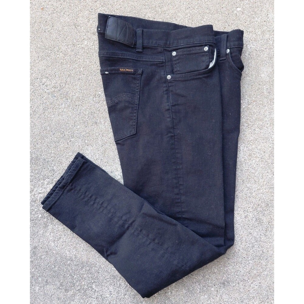 Nudie Jeans Co Tapered Jeans Mens 36x30 Black Organic Denim Slim Fit 5-Pocket